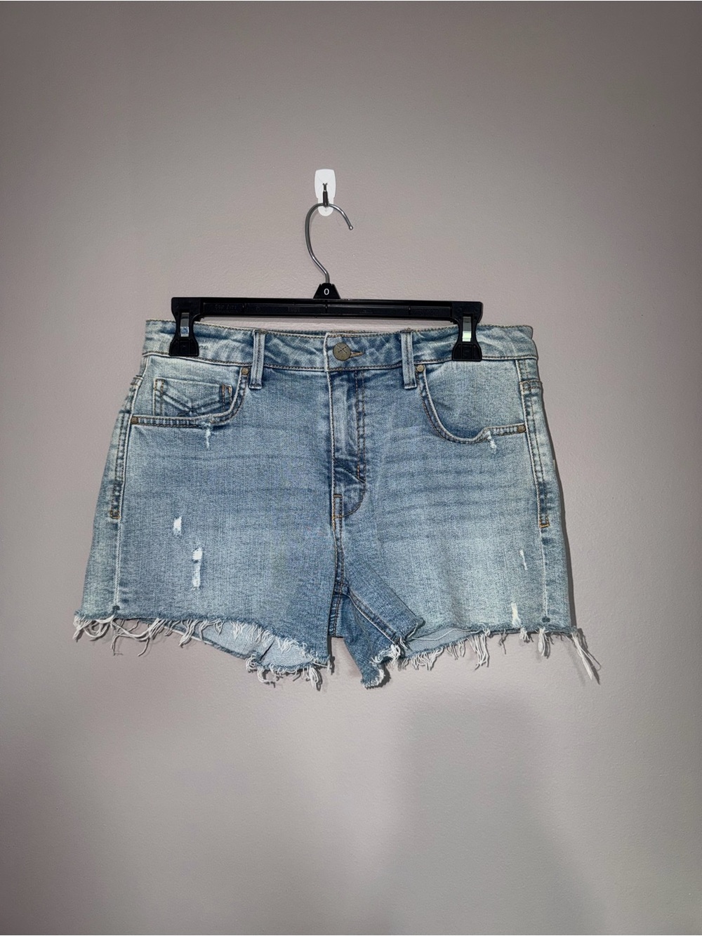 Light Wash Distressed Denim Cutoff Shorts